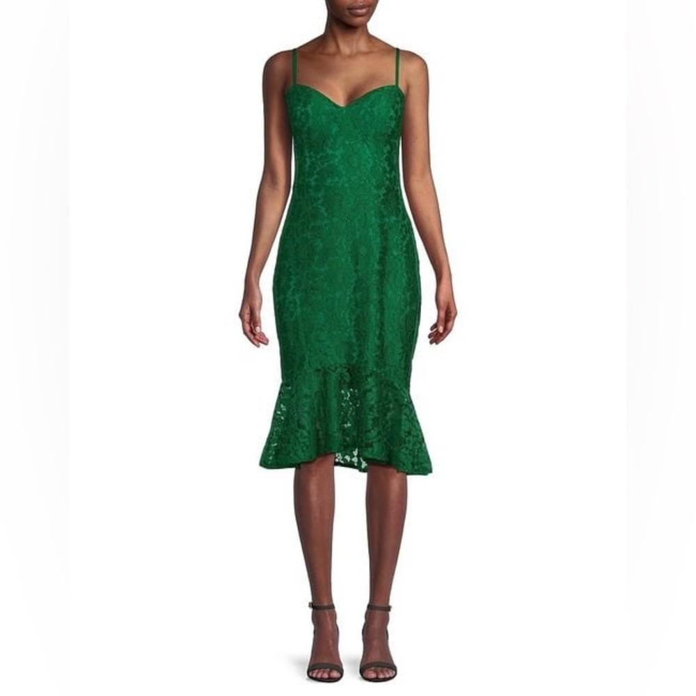 Guess - Green Floral Lace Trumpet Dress - size 16